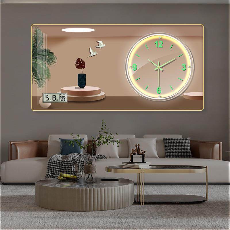 现代简约画装饰画挂钟玄关装饰钟EXJ表客厅走廊过道网墙画挂钟红