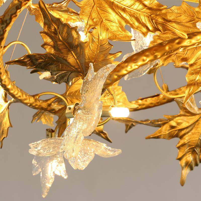 轻奢全铜树枝客厅287灯水晶吊灯奢餐别墅厅灯卧室高档中山华灯灯