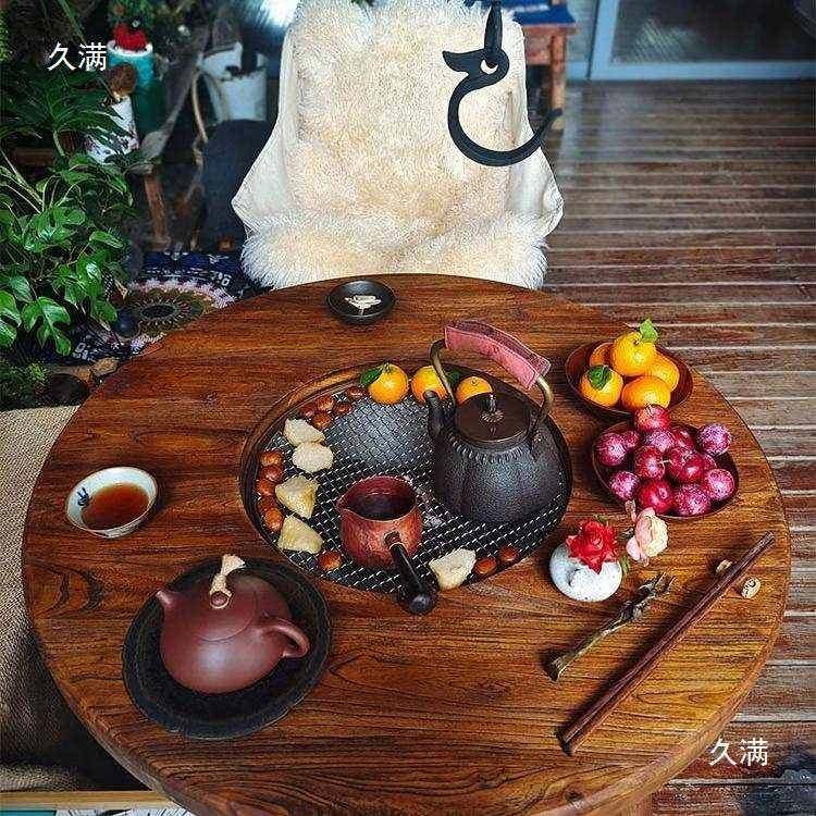 老榆木围炉茶桌20煮25新款民用室内烧烤t$*&lznl宿一桌阳台庭院体,户外/登山/野营/旅行用品,烧烤炉/烤架,淘宝优惠券,粉丝福利购,淘宝优惠卷