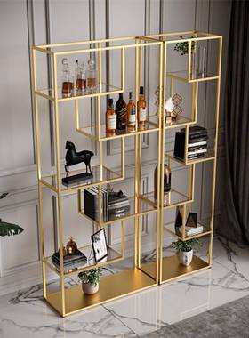 尚豪轻奢置落架地客厅办公约室06978996铁艺物简隔断钢化玻璃展示