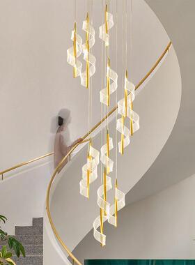 吊灯公寓楼梯20835e旋转长吊灯现代轻奢复式楼中空水晶梯灯超长楼