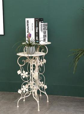 欧落地花架101旁简约白色铁艺置物架酒店发沙装饰架创意玄关置物