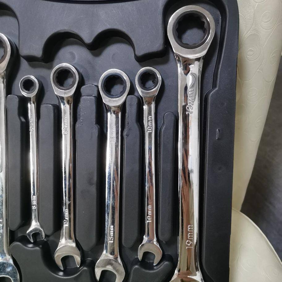 棘轮7件扳手套装双向棘轮套快扳速五用金工403具镜面开口梅花两手