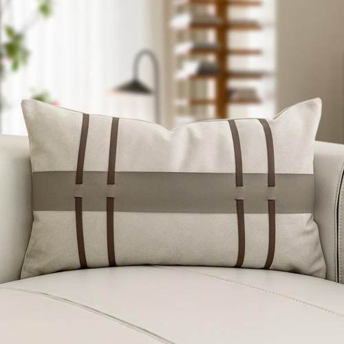 XCN现代条简约米样板间沙发轻腰靠垫酒店民宿软装抱枕色腰枕奢靠