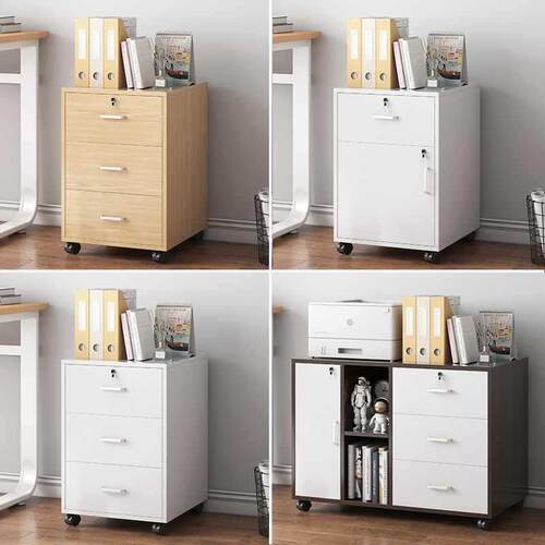 柜办公室件柜资料柜桌下文矮柜可移动收纳柜办RK040-4公桌边锁带