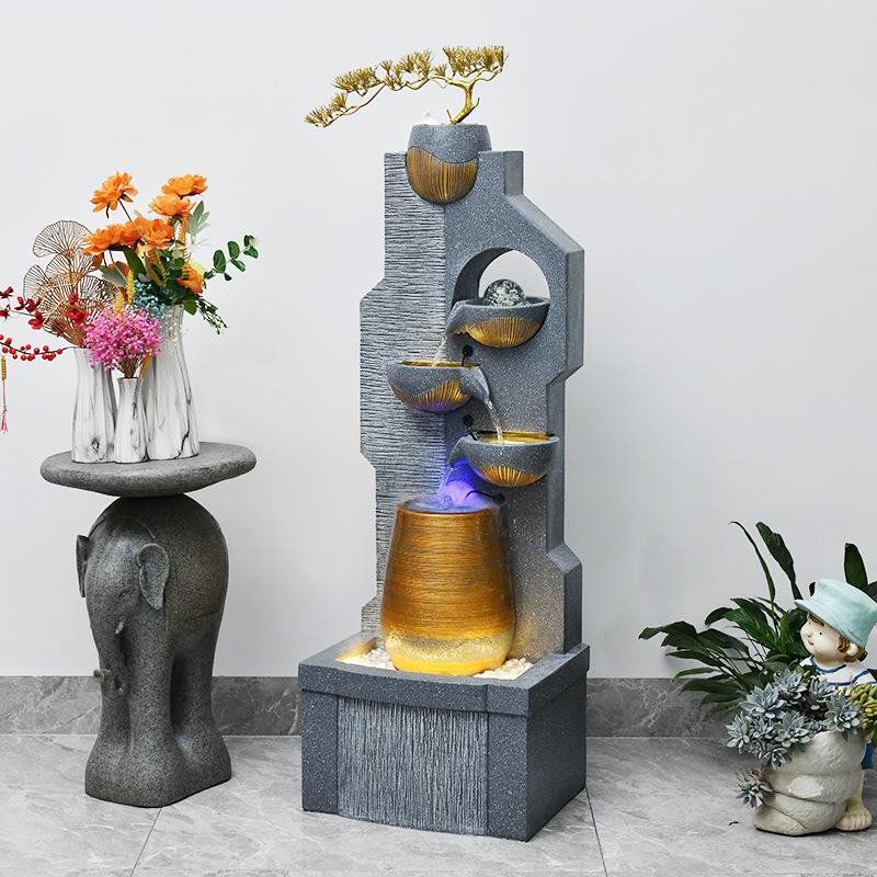 欧FIK循式流水喷泉厅客加湿器玄关落地摆件室内轻奢水环景观装饰