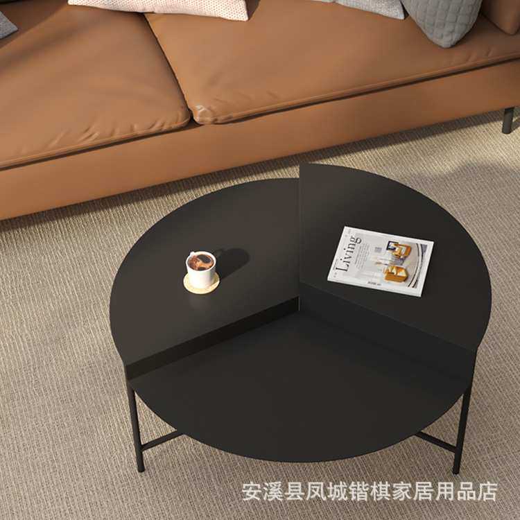夏中小户型不规则简约客厅圆形欧式客厅小桌子北欧轻奢铁艺小茶几