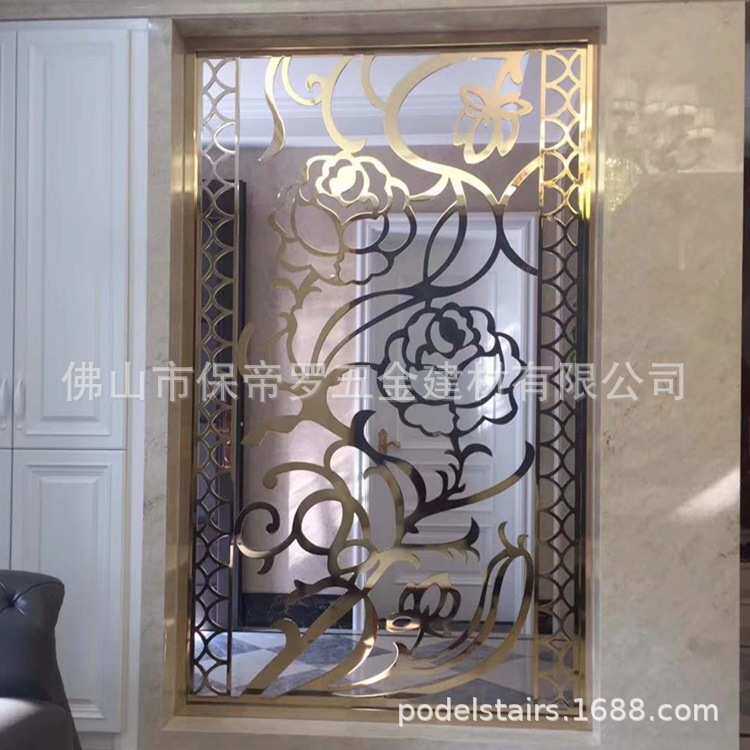 铝艺铝合金铜艺镂空玫瑰金红古铜屏风隔断室内玄关背景墙花格花窗