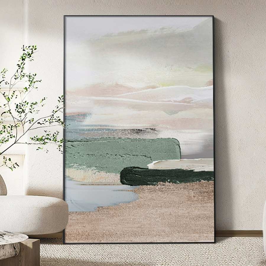 新中式抽象纯手绘大芬村油画 玄关肌理装饰画壁画客厅挂画高级感