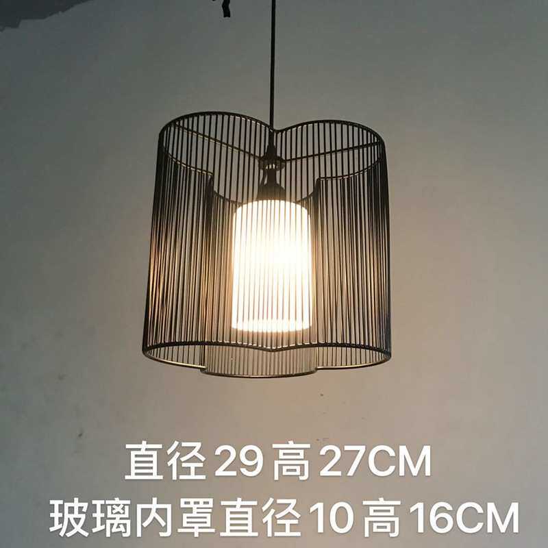 中式吊灯竹艺竹编田园餐厅饭店民宿黑色竹丝灯笼餐厅吊灯铁丝吊灯
