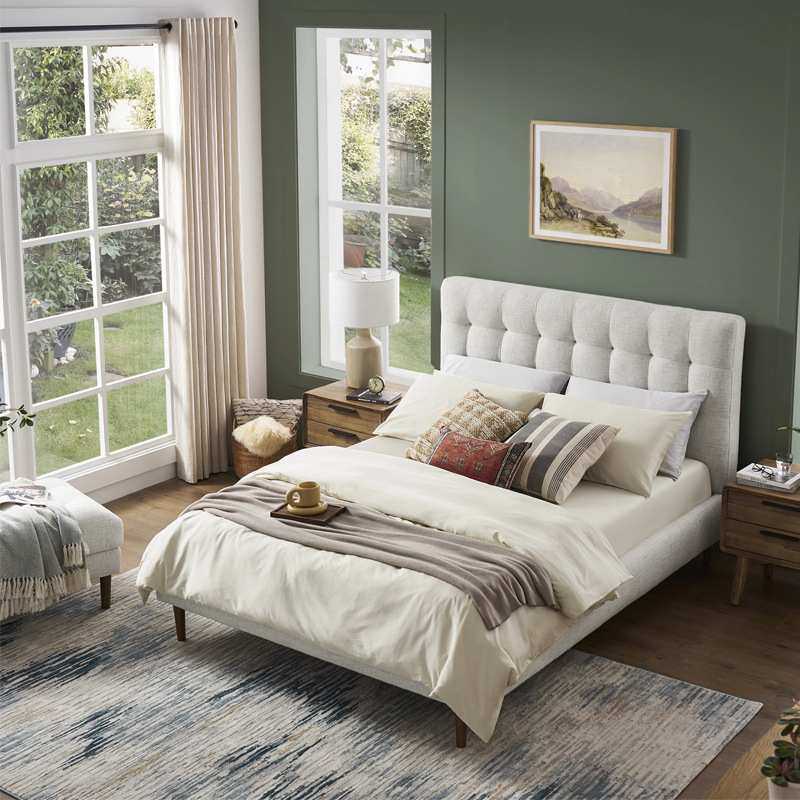 北欧简约布艺拉扣1.8米卧室双人床现代小户型酒店主卧设计师婚床,3C数码配件,摄像机配件,淘宝优惠券,粉丝福利购,淘宝优惠卷