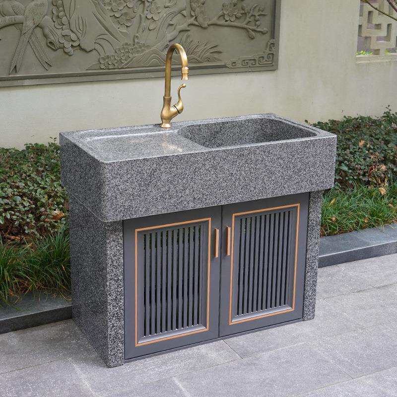 天然大理石洗衣池带搓板阳台家用庭院水池台盆花园户外石头洗水槽
