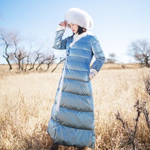 新款 2023冬季 区 绣花流苏毛领羽绒服加绒斜襟保暖棉服女 258元