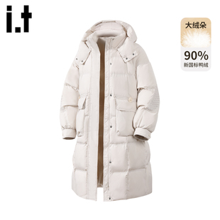 时尚 韩版 休闲连帽过膝加厚保暖外套 羽绒服男女冬季 it：fivecm长款