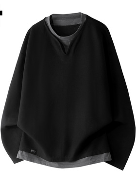 it :5cm/FIVECM黑色长袖上衣男2026春秋假两件百搭休闲体恤打底衫