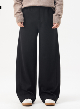 it：fivecm慵懒风垂坠感直筒卫裤男春秋季宽松休闲百搭黑色长裤子