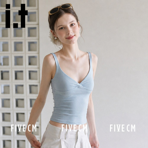 it5cm交叉V领美背吊带背心女