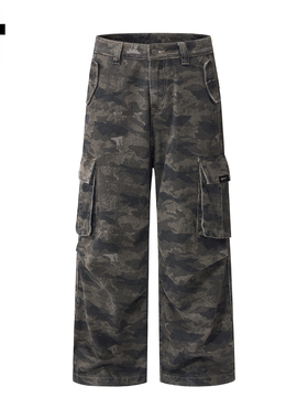 it :5cm/FIVECM美式复古迷彩工装裤男秋季高街潮牌痞帅宽松牛仔裤