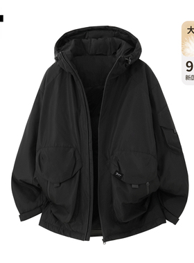 it :5cm/FIVECM美式连帽工装羽绒服男士2025冬季保暖白鸭绒外套潮