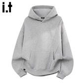 5cm FIVECM美式 痞帅灰色连帽口袋卫衣男士 2026秋冬季 宽松上衣