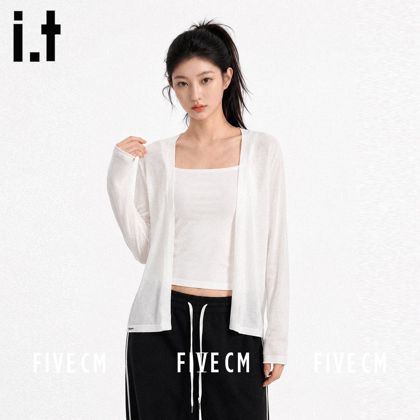 it白色羊毛针织开衫女秋季新款