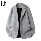 5cm FIVECM高级感西装 领毛呢大衣男士 2026冬季 宽松呢子外套潮