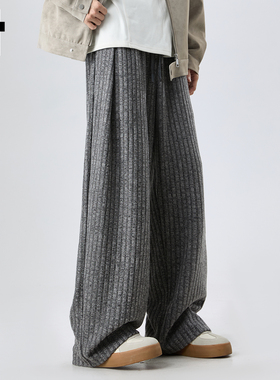 it :5cm/FIVECM美式复古老钱风条纹卫裤男士秋冬季新款直筒长裤子