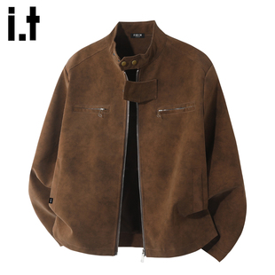 it :5cm/FIVECM美拉德麂皮夹克外套男士2026春秋潮牌宽松立领外衣
