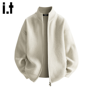 it :5cm/FIVECM简约拉链立领开衫毛衣外套男士2026秋冬款宽松上衣