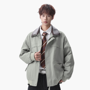 美式 外套男春季 潮牌飞行夹克 廓形工装 it：fivecm翻领cleanfit短款