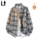 2026秋冬季 加厚外套 加绒衬衫 男士 5cm FIVECM青年条纹格子长袖