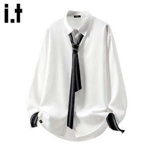 高级质感领带搭配衬衣 新款 it：fivecm韩系简约翻领衬衫 男2026春季