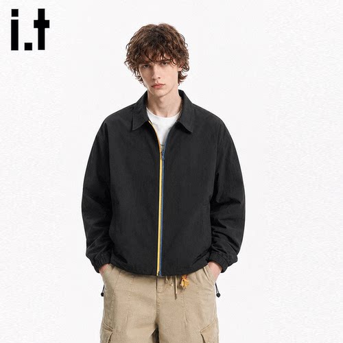 it潮牌工装撞色拉链夹克秋季男
