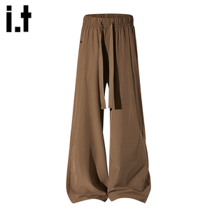 子男士 it：fivecm潮牌复古宽松休闲弯刀裤 男抽绳潮牌阔腿运动长裤