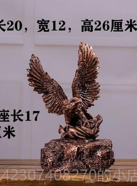 正品中式大鹏展翅老鹰饰摆件开 办室客厅家居装工艺品送公朋友业