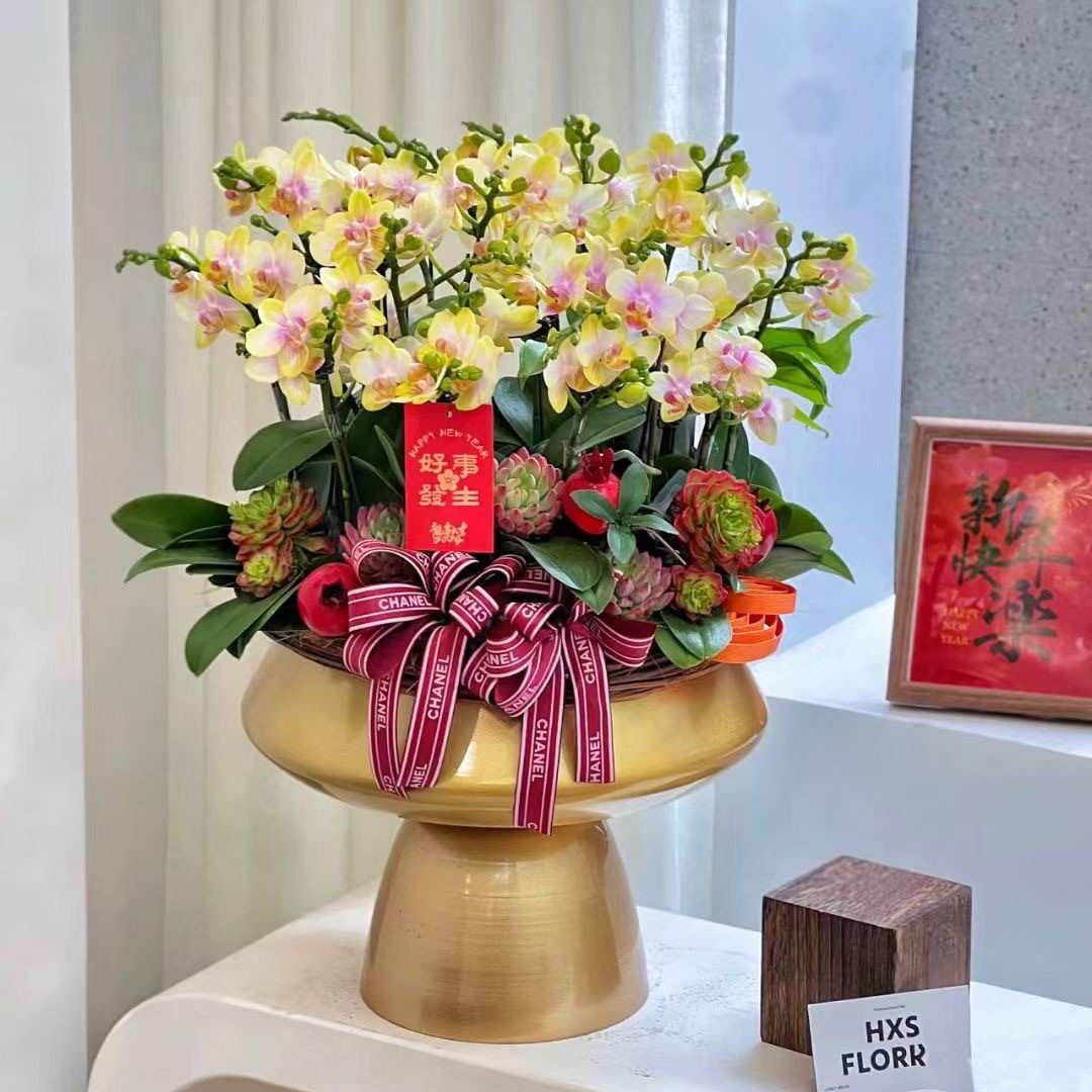 高脚大内盆矮大新中式铁艺花盆花器蝴蝶兰盆金属北欧冬青银柳盆器