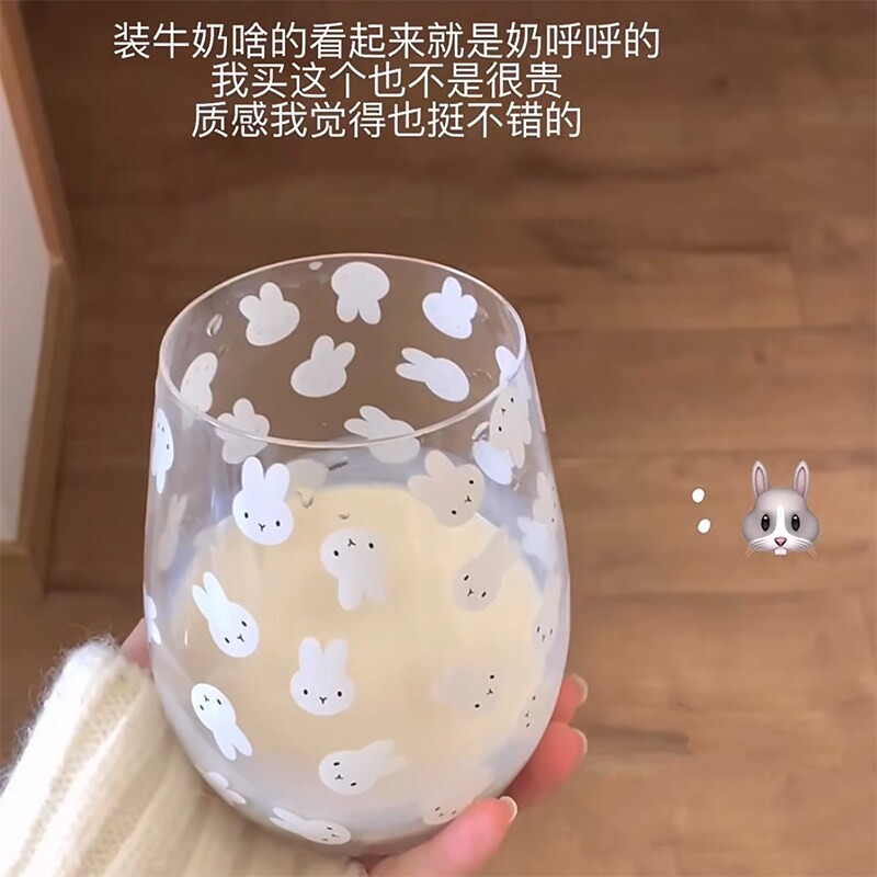 杯子玻璃杯可爱兔子水杯2025新款家用喝水大容量早餐牛奶咖啡杯