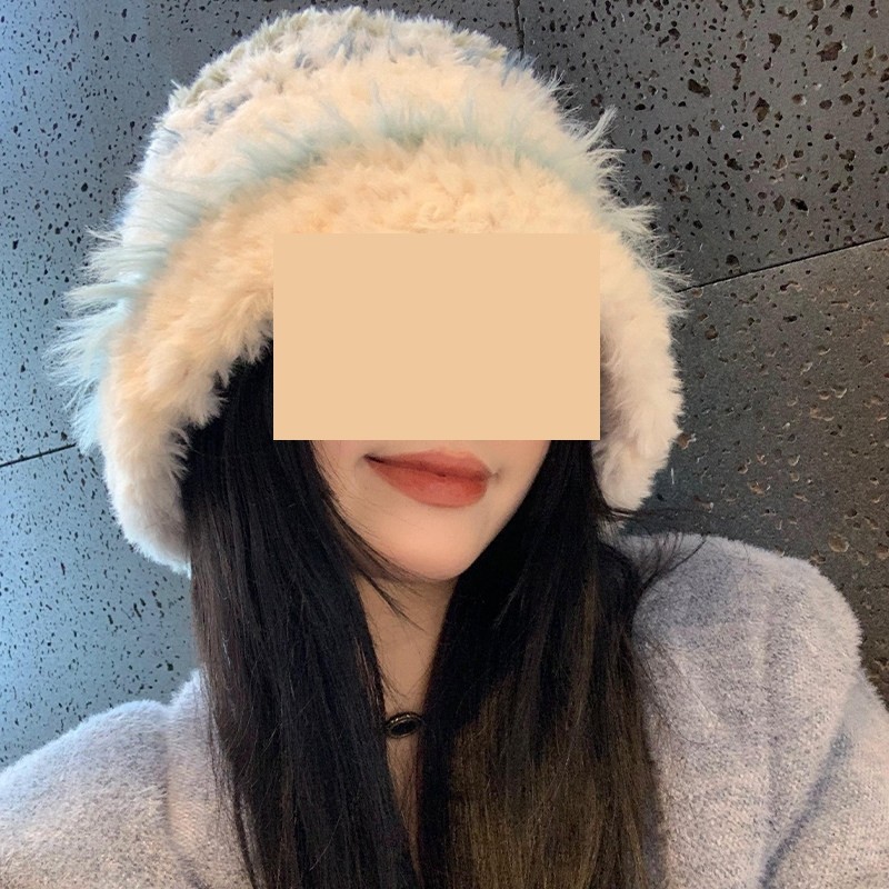 加厚毛绒绒针织帽子女秋冬款韩版显脸小保暖毛线帽大头围护耳帽潮