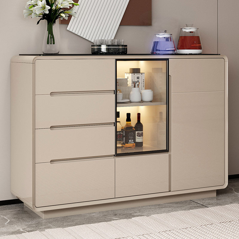 2025新款实木家用小户型阳台茶台茶桌餐边柜置物柜斗柜靠墙一体柜