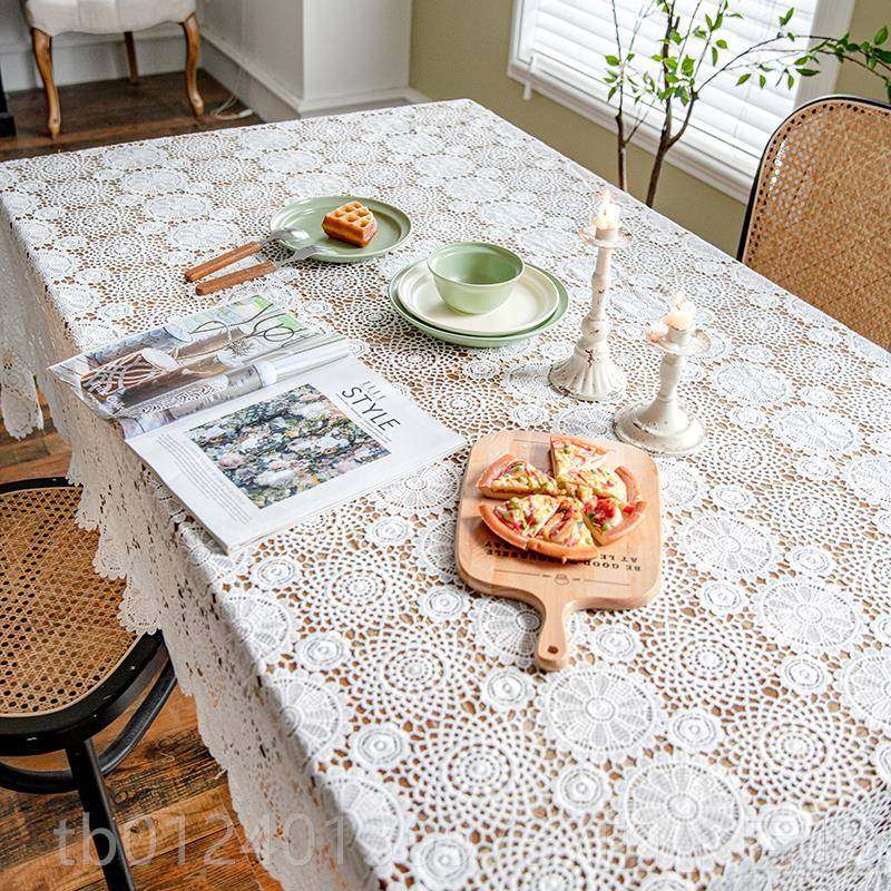 高档Manyueja法国覆古无障碍豪华纳端蕾丝长i桌布咖啡桌垫白色斯