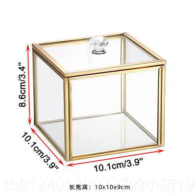 高档简化妆北棉粉扑美甲棉棒n桌面玻璃收纳盒带盖子防尘约欧is化