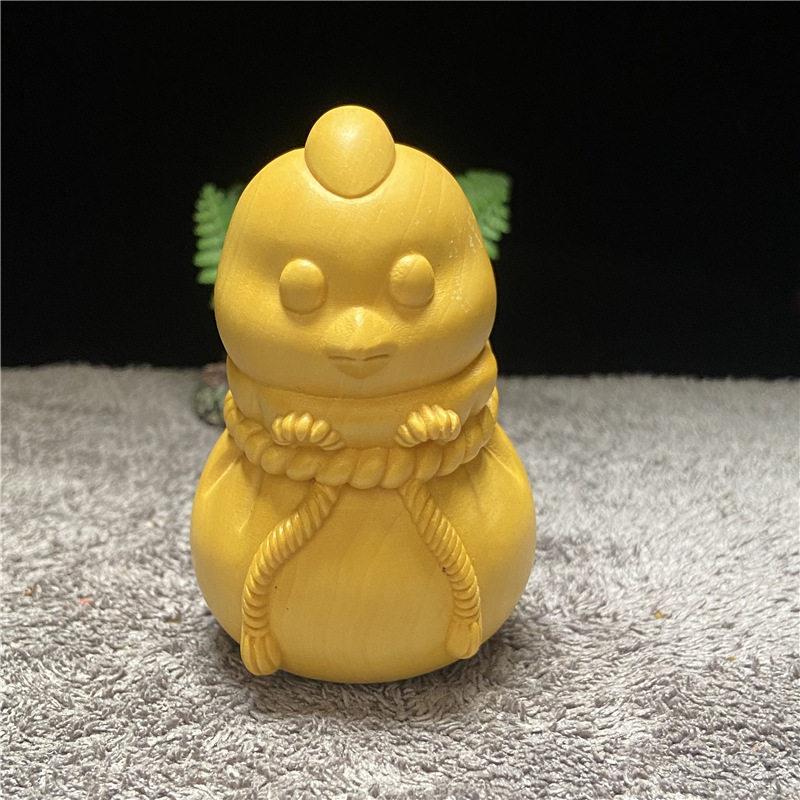 黄杨木雕客厅茶桌茶宠小摆件不倒翁可爱小鸟企鹅礼品手把件工艺品
