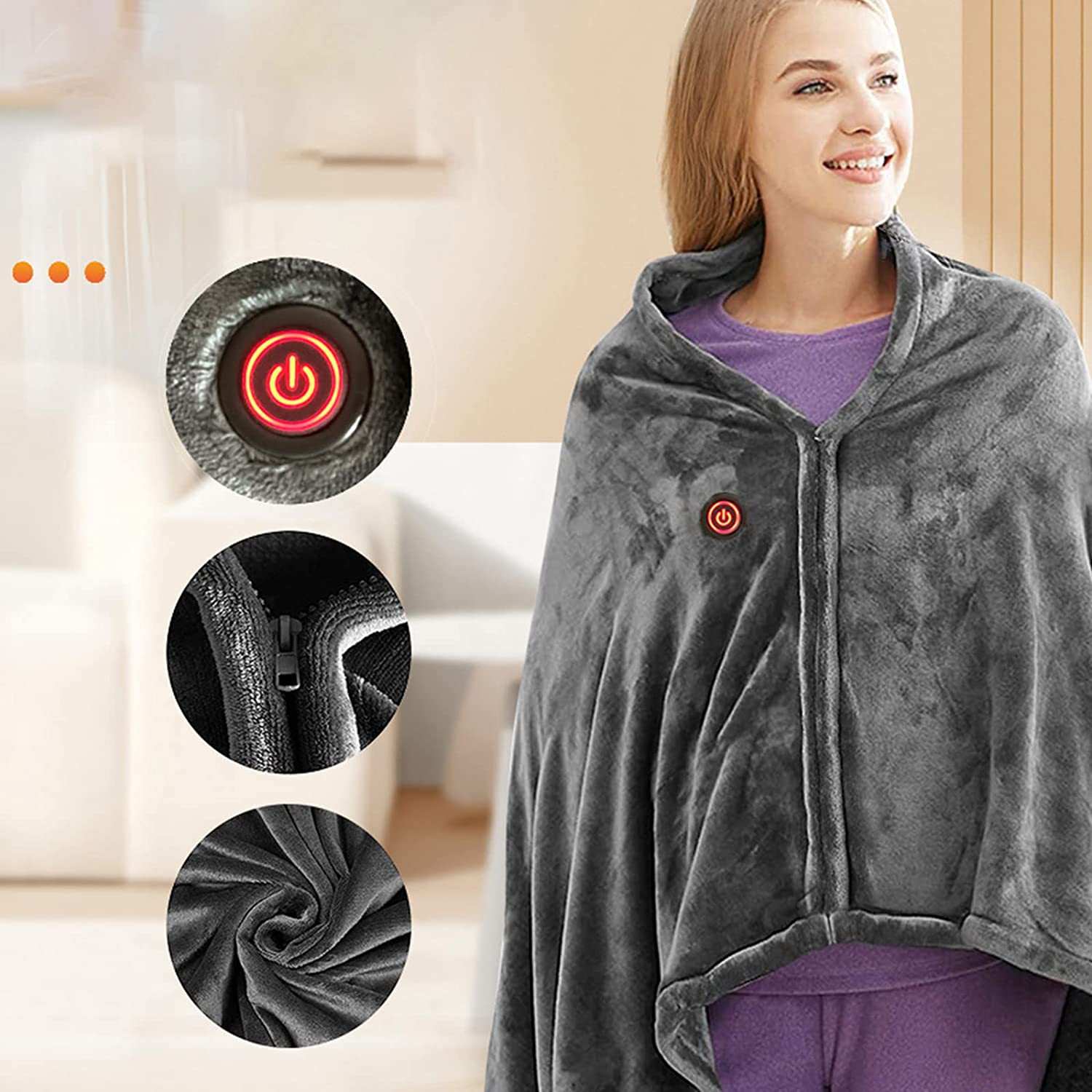 电热外披肩毯珊瑚绒暖身披盖披肩斗篷usb单人发热毛毯防寒保暖毯