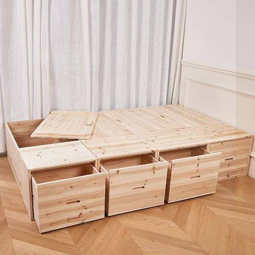 木箱榻木收箱卧室环保大号窗柜无品牌/纳拼床实榻米飘原木无漆储