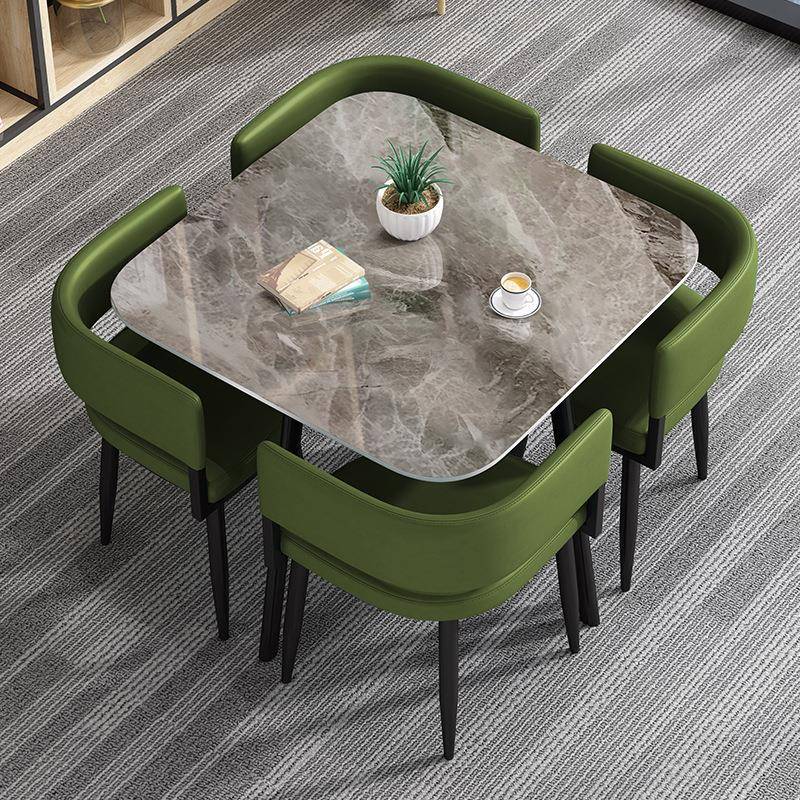 岩轻奢可收板纳餐桌椅组合808/909小型现代圆简约家用餐桌小户桌