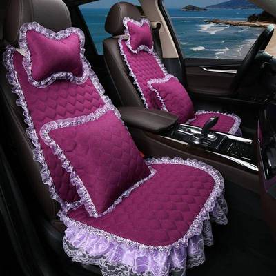 蕾丝汽网722车坐垫四季通用三无靠背件套座垫夏季红女神款花座边