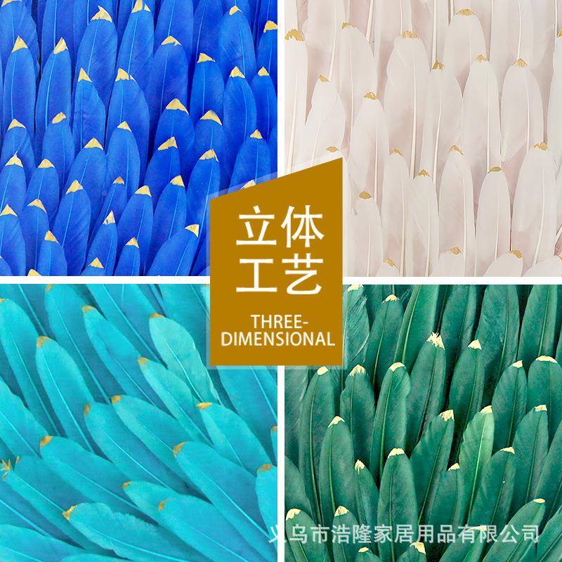 立体毛酒圆形物SW001羽画玄关装饰画实店挂画轻奢壁画高端大气