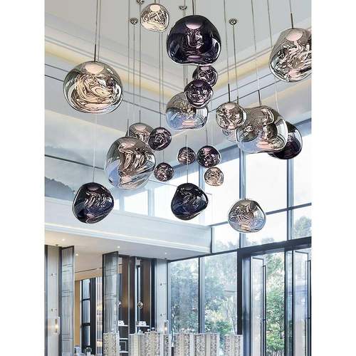 高亮版led楼梯∴熔岩吊灯厅大别877墅loft复式客长线吊灯餐厅挑吧