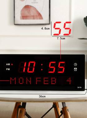 家用期电子挂钟LED显星示屏能数智码表钟3615K多功能简约夜光时钟