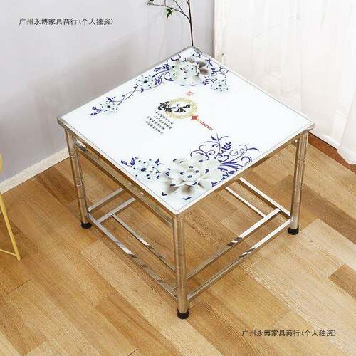 S3U04加厚家用不锈钢烤火桌取暖电架炉正方形冬GZO季折叠组装S餐